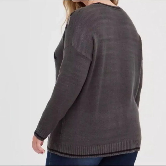 Torrid Women’s Plus Size 3 (22/24) Grey Stars Crewneck Sweater Comfy Casual - Picture 2 of 7
